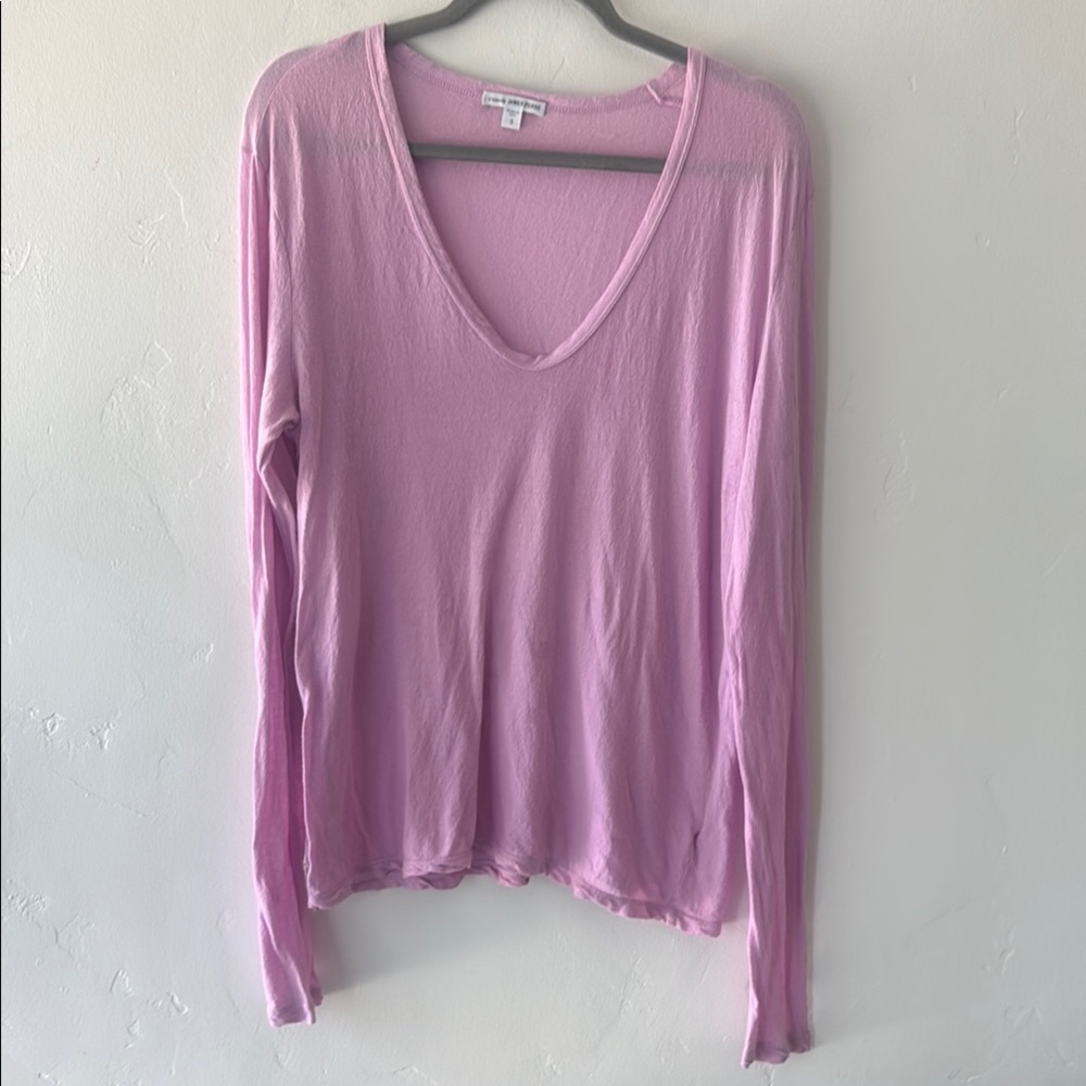 James Perse Pink deep v Long Sleeve top